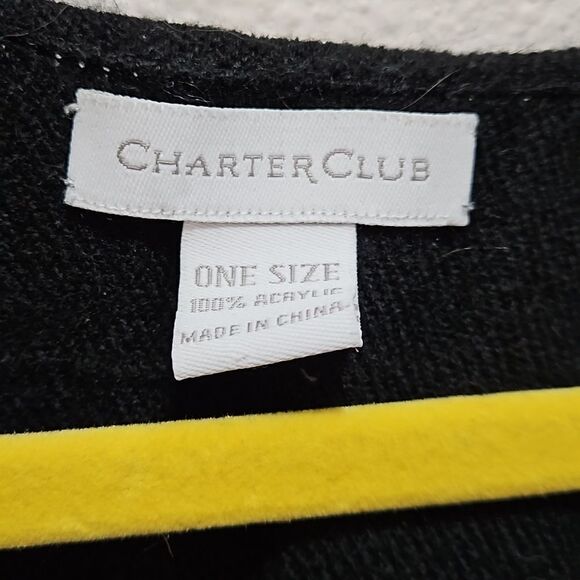 Charter club open front poncho, one size, black - Picture 2 of 3